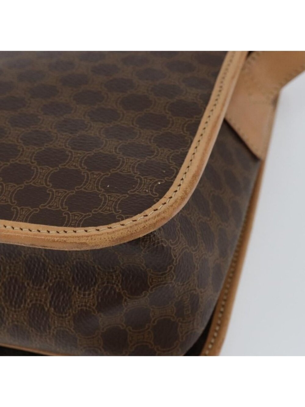 Authentic CELINE Macadam Canvas Shoulder Bag PVC Brown Gold - Picture 7 of 16